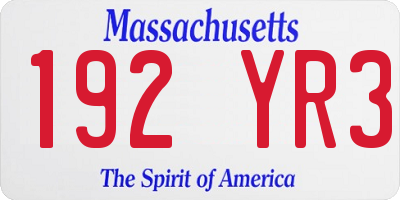 MA license plate 192YR3