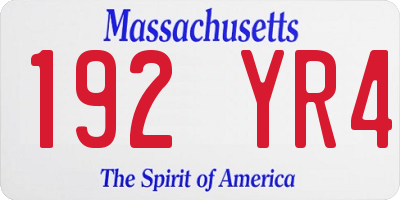 MA license plate 192YR4