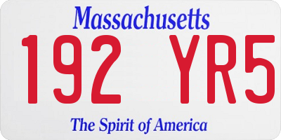 MA license plate 192YR5