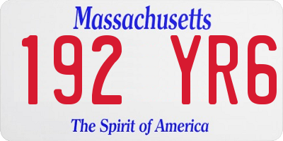 MA license plate 192YR6