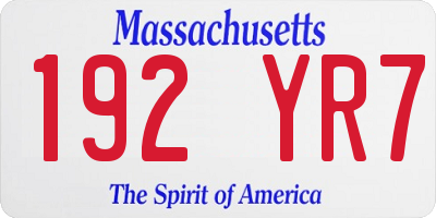 MA license plate 192YR7