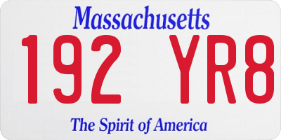 MA license plate 192YR8
