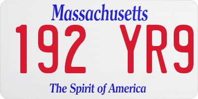 MA license plate 192YR9