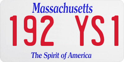 MA license plate 192YS1