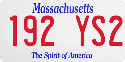 MA license plate 192YS2