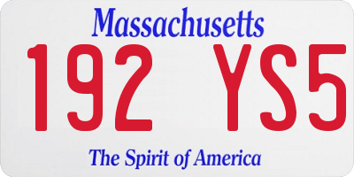 MA license plate 192YS5
