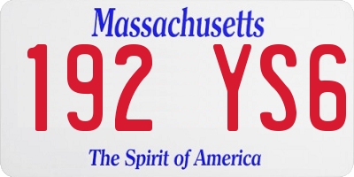 MA license plate 192YS6