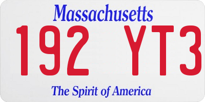 MA license plate 192YT3