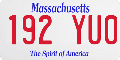 MA license plate 192YU0