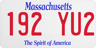 MA license plate 192YU2