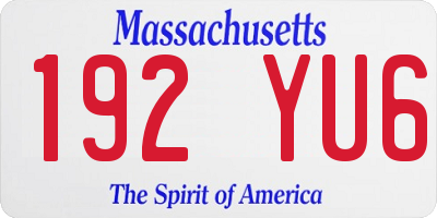 MA license plate 192YU6