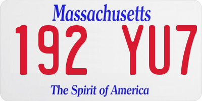 MA license plate 192YU7