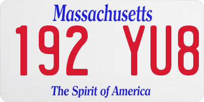 MA license plate 192YU8