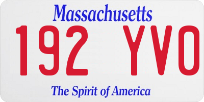 MA license plate 192YV0