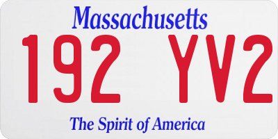 MA license plate 192YV2