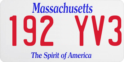 MA license plate 192YV3