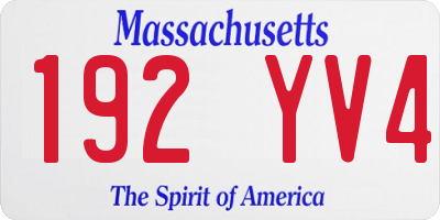 MA license plate 192YV4