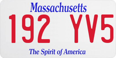 MA license plate 192YV5