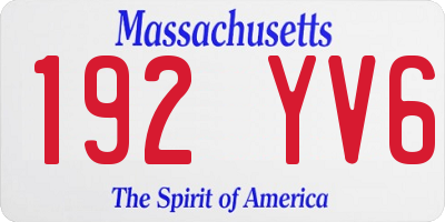 MA license plate 192YV6