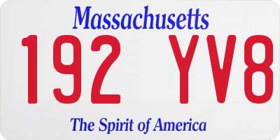 MA license plate 192YV8