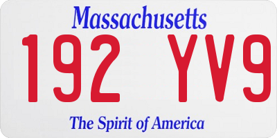 MA license plate 192YV9