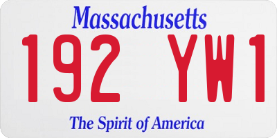 MA license plate 192YW1