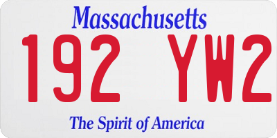 MA license plate 192YW2