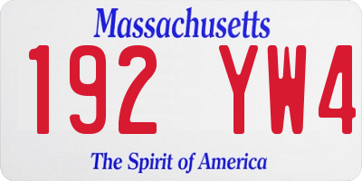 MA license plate 192YW4