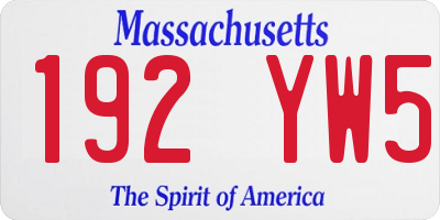 MA license plate 192YW5