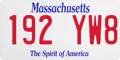 MA license plate 192YW8