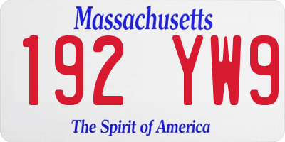 MA license plate 192YW9