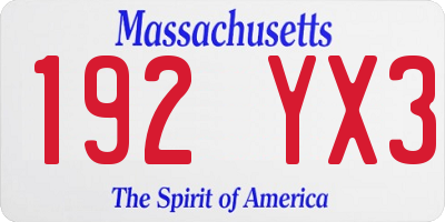 MA license plate 192YX3