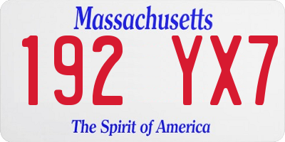 MA license plate 192YX7