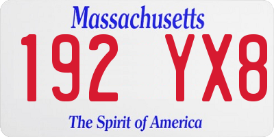MA license plate 192YX8