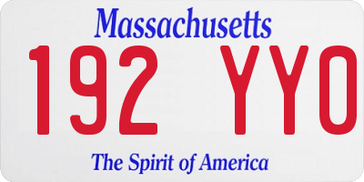 MA license plate 192YY0