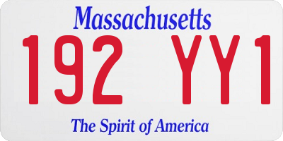 MA license plate 192YY1