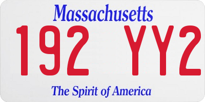 MA license plate 192YY2