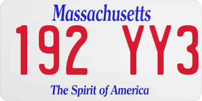 MA license plate 192YY3
