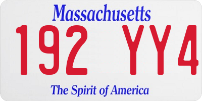 MA license plate 192YY4