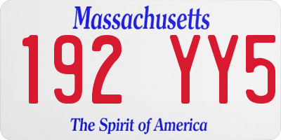 MA license plate 192YY5