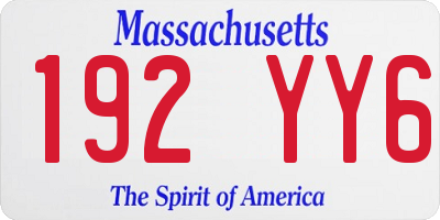 MA license plate 192YY6