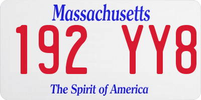 MA license plate 192YY8