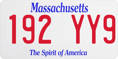MA license plate 192YY9