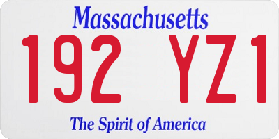 MA license plate 192YZ1