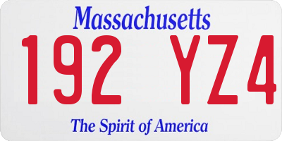 MA license plate 192YZ4