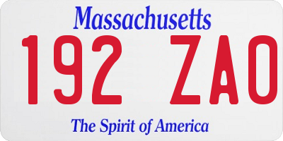MA license plate 192ZA0