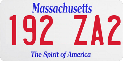 MA license plate 192ZA2