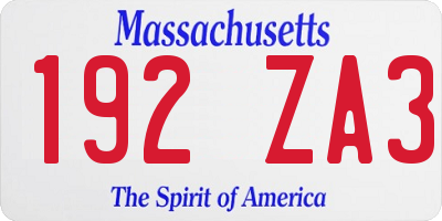 MA license plate 192ZA3