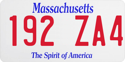MA license plate 192ZA4