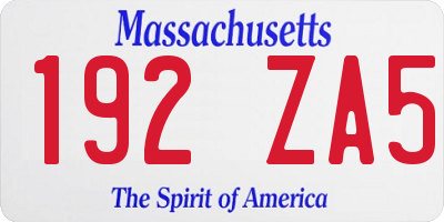 MA license plate 192ZA5